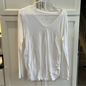 Isabel Maternity White Long Sleeve VNeck Basic Tee